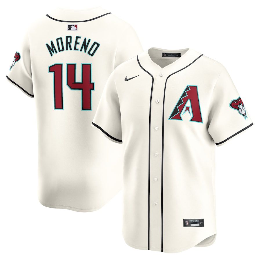 Men Arizona Diamondback 14 Gabriel Moreno Nike White Home Limited Player MLB Jersey